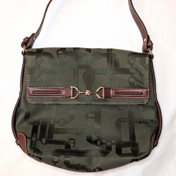 Etienne Aigner Green Crossbody Bag with Brown Leather Trim - Picture 2 of 11